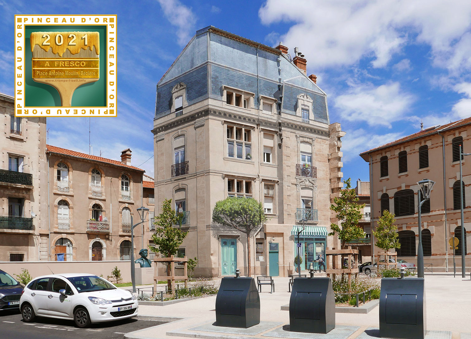 A.Fresco reçoit la distinction du Pinceau d'or 2021 pour sa fresque de 360 m² Place Antoine Emile Moulin réalisée à Béziers