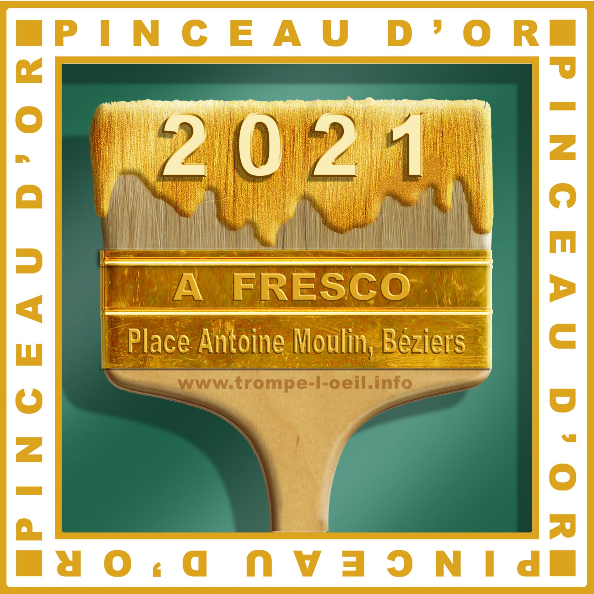Afresco reçoit la distinction du Pinceau d'or 2021 pour la fresque Place Antoine Emile Moulin - Béziers